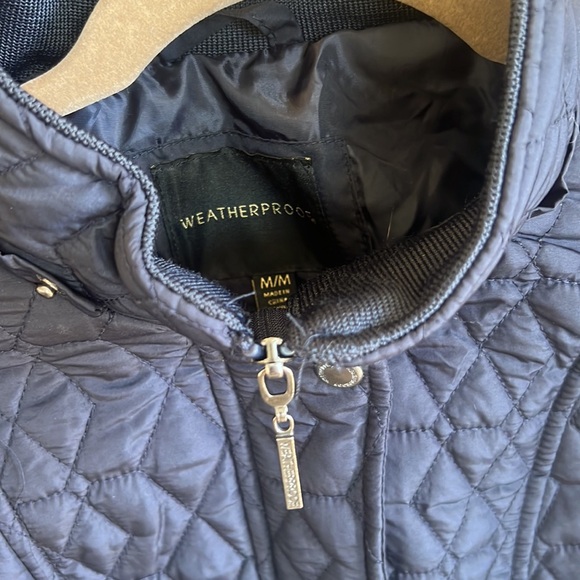 Black Quilted Weatherproof full zip snap jacket coat Medium - Picture 2 of 9